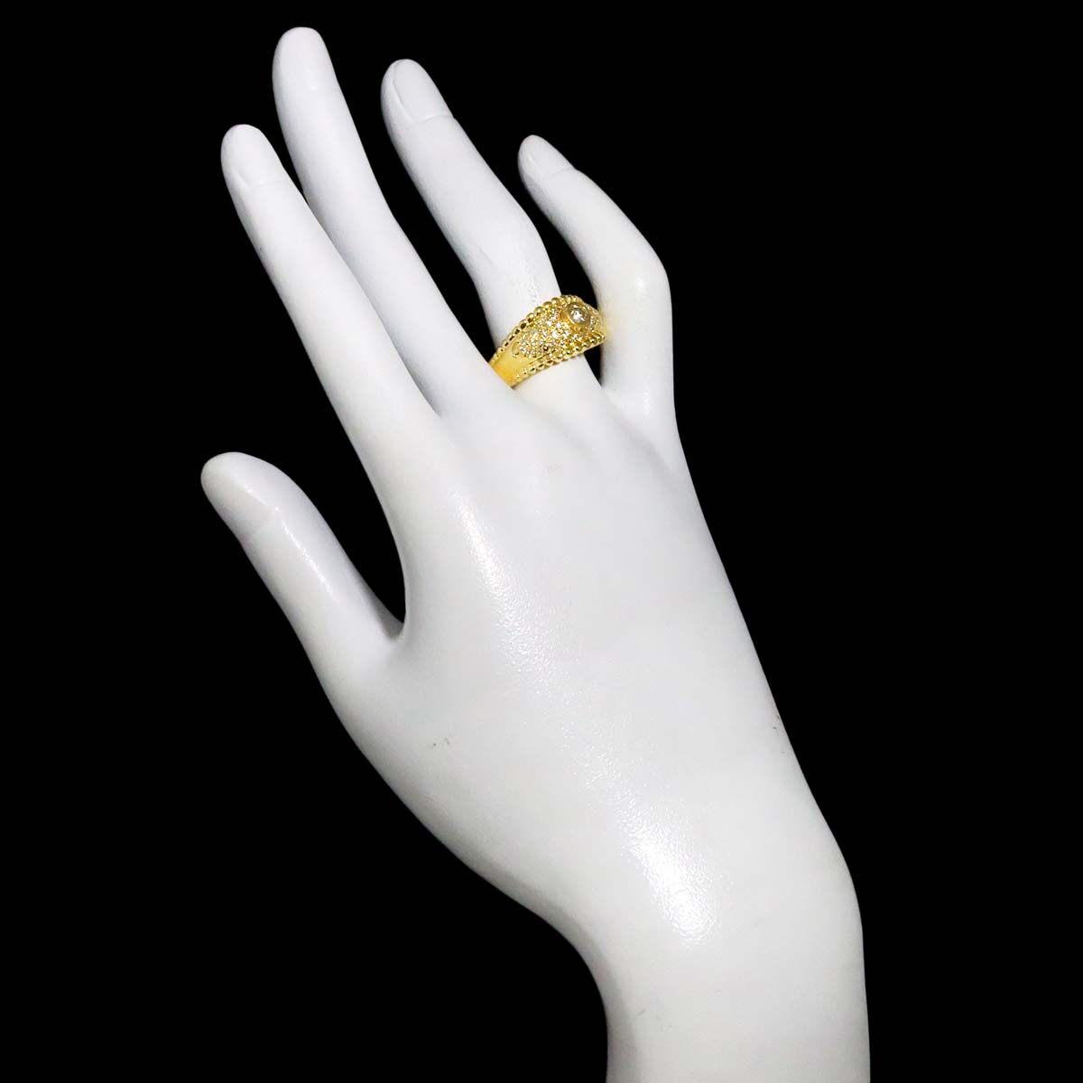 Diamond 0.20ct/0.31ct Ring 18K YG Yellow Gold 750 Size8.25(US)