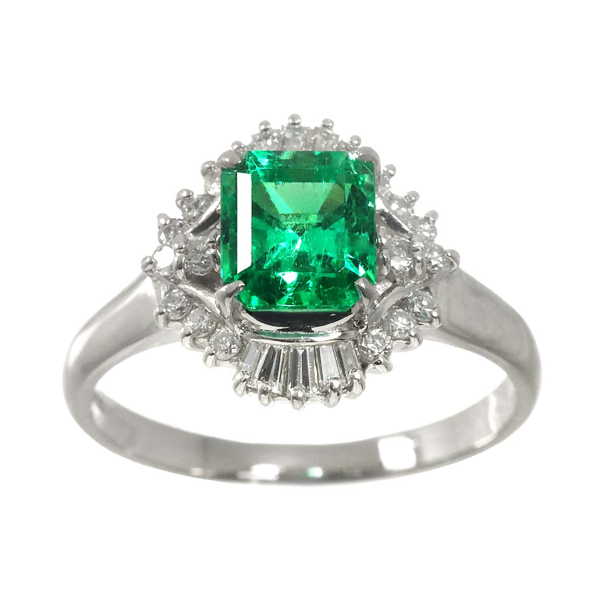 Emerald 1.73ct Diamond 0.45ct Ring Pt Platinum size8.75(US)