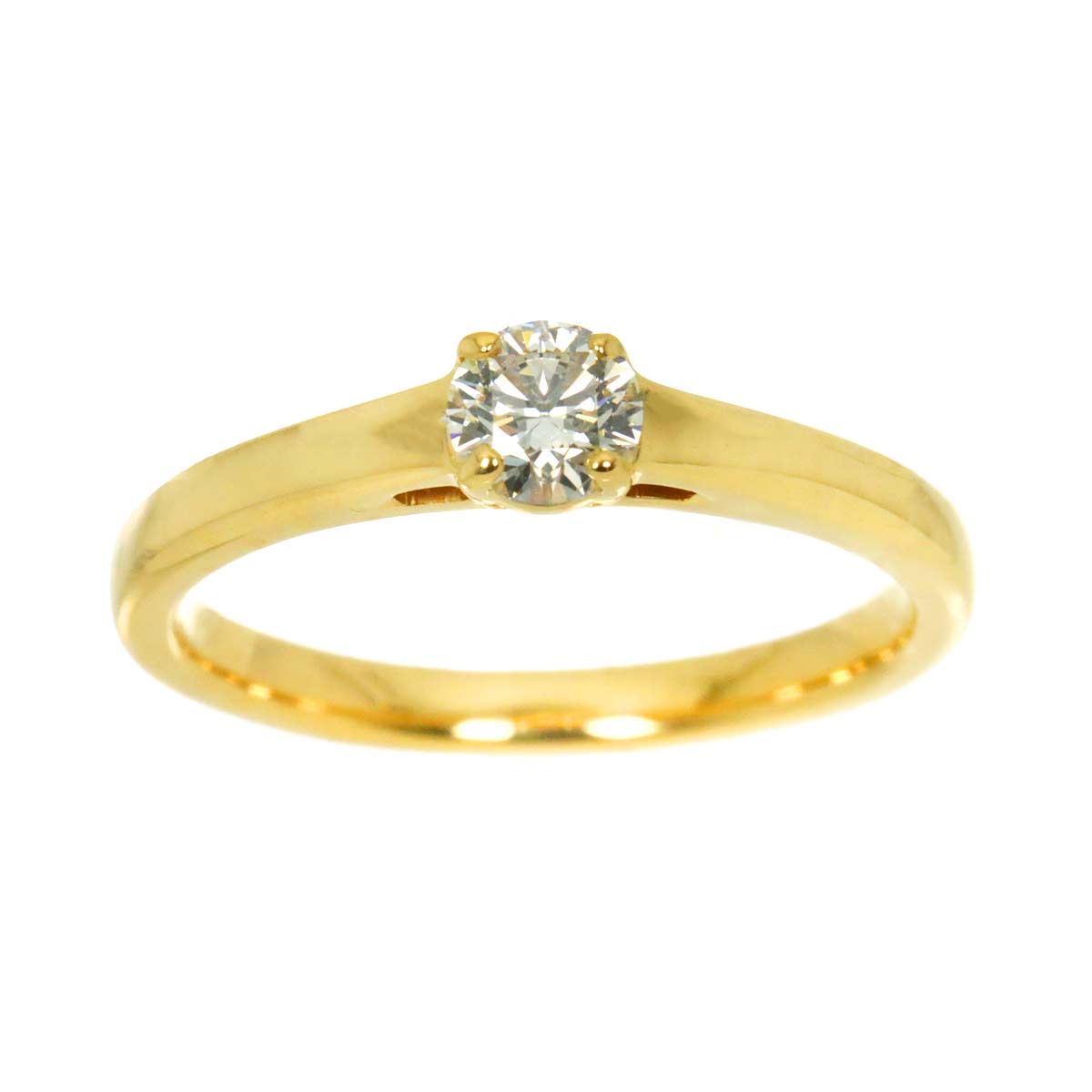 Diamond 0.218ct F/SI2/3EX Ring 18K YG Yellow Gold 750 3.75(US)