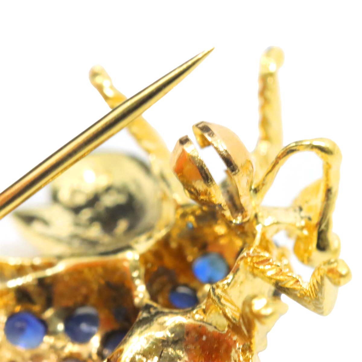 Sapphire 0.73ct Ruby 0.02ct Diamond 0.20ct Brooch 18K YG 750