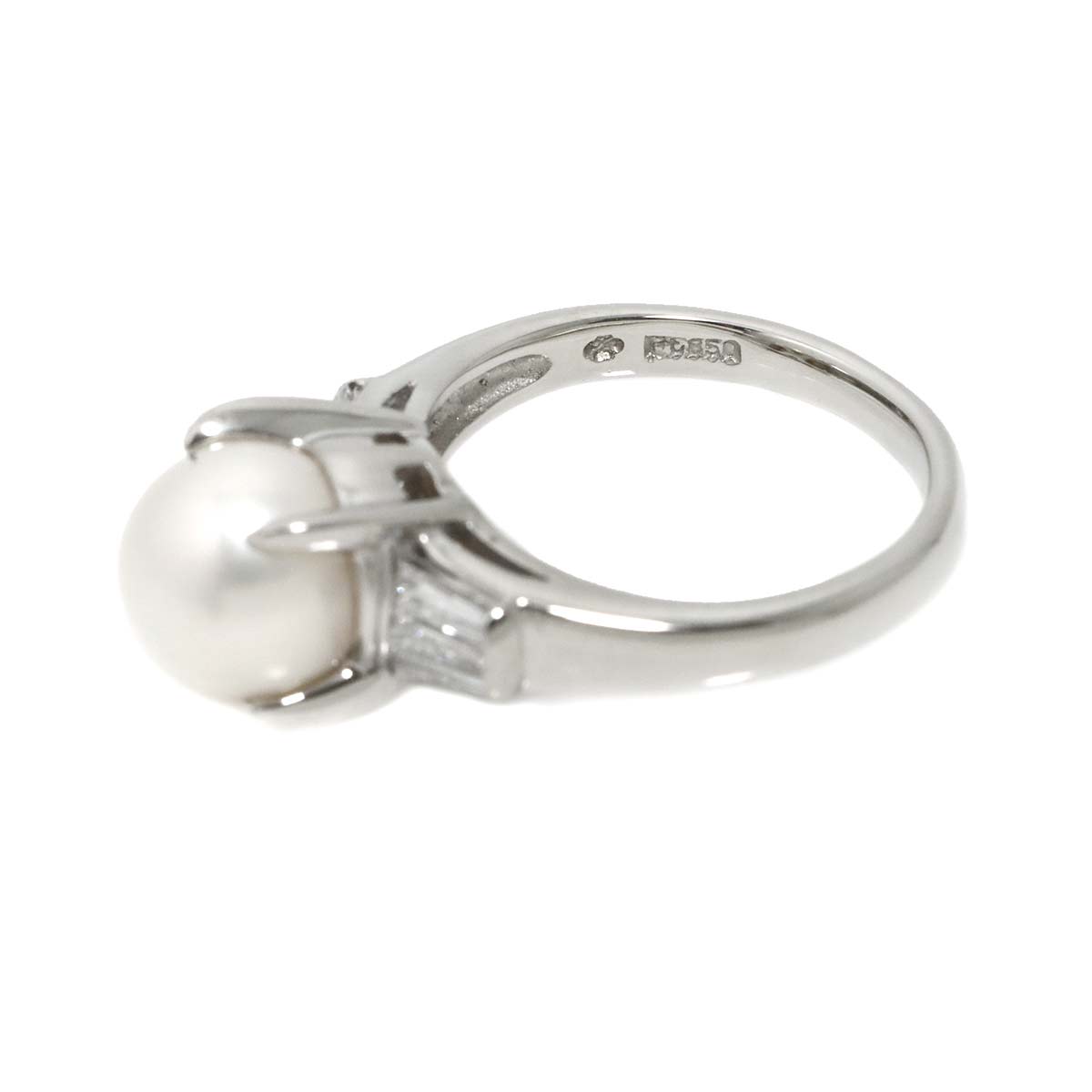 Akoya Pearl 8.5mm Diamond 0.18ct Ring Pt Platinum Size5.5-5.75(US)