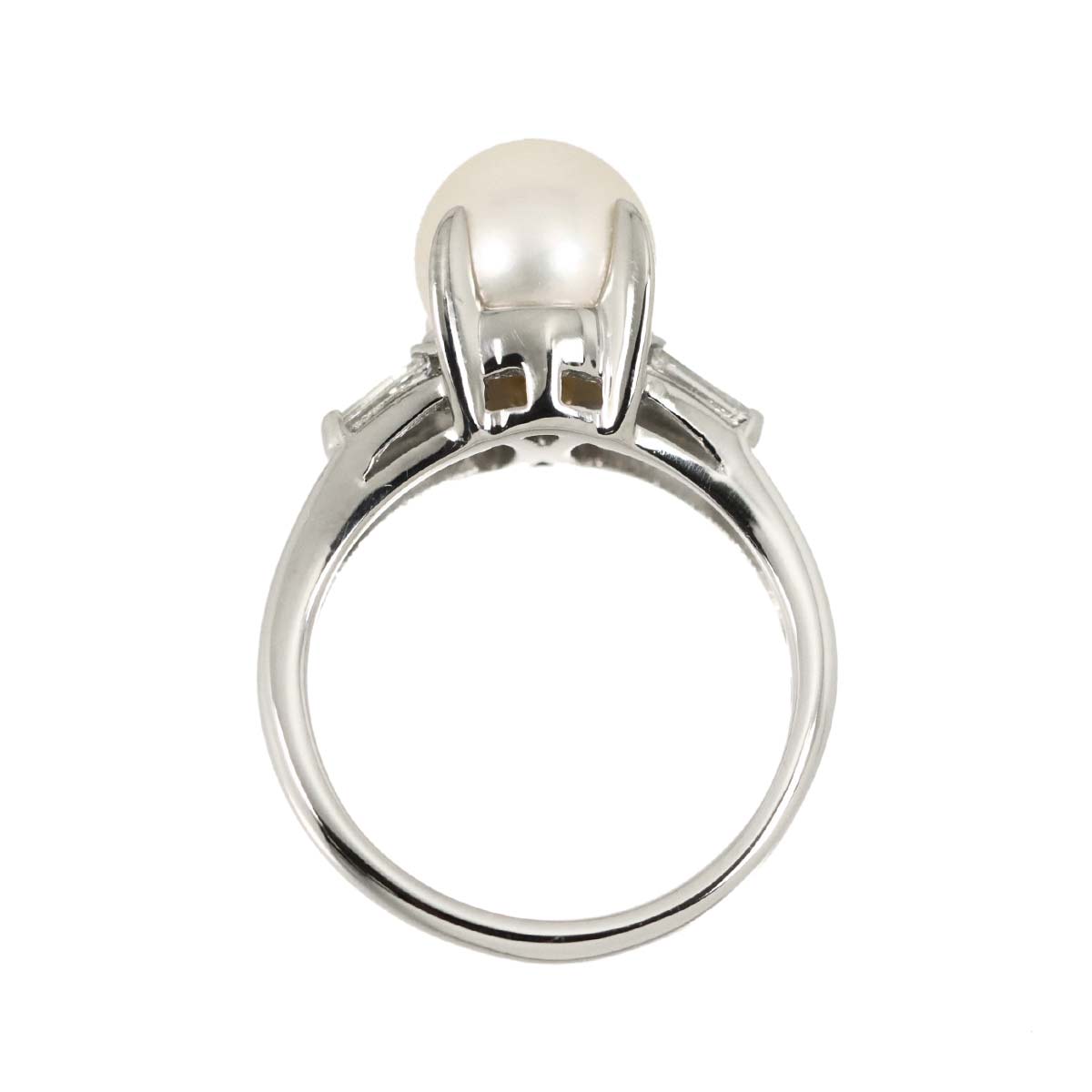 Akoya Pearl 8.5mm Diamond 0.18ct Ring Pt Platinum Size5.5-5.75(US)