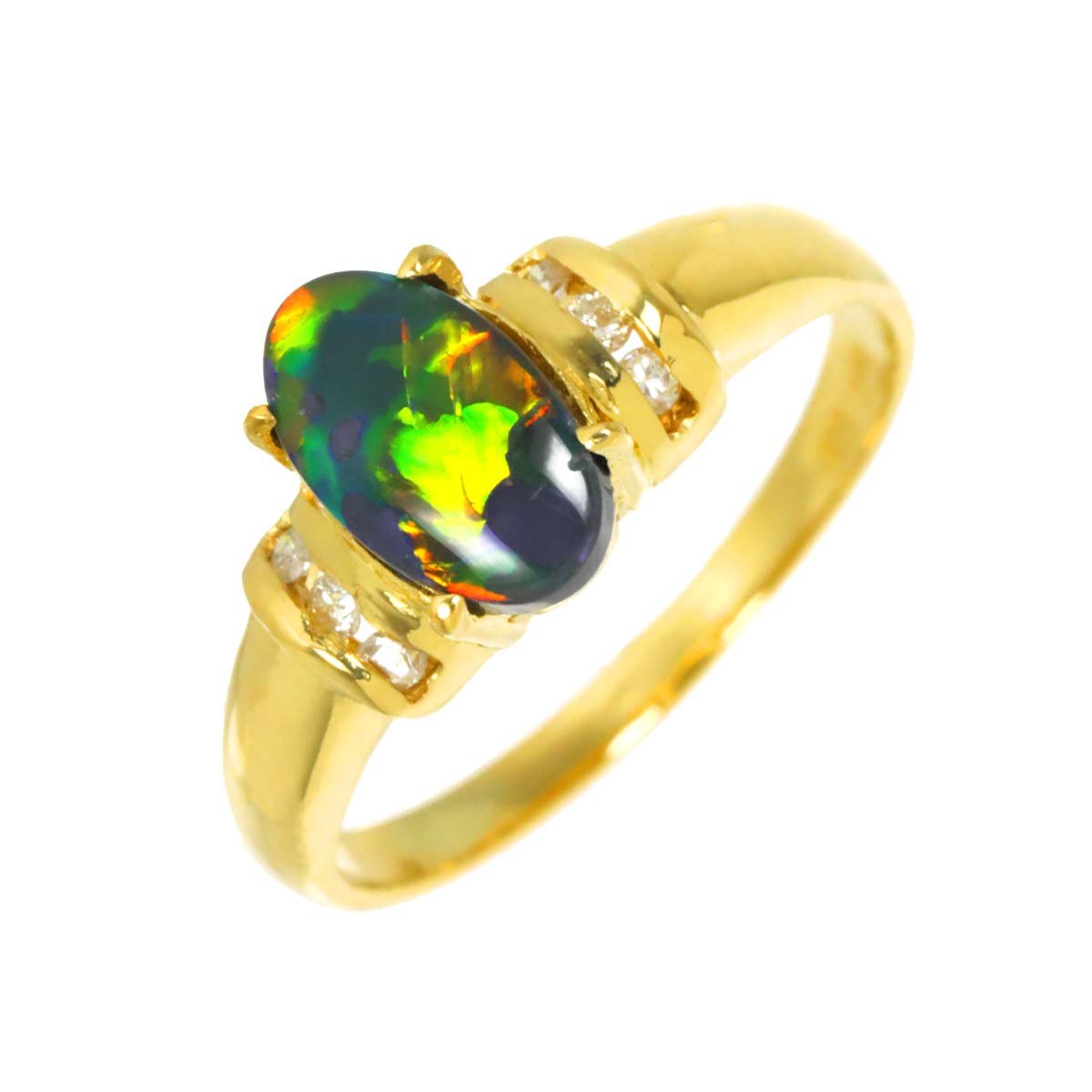 Opal Diamond Ring 18K YG 750 size6(US)