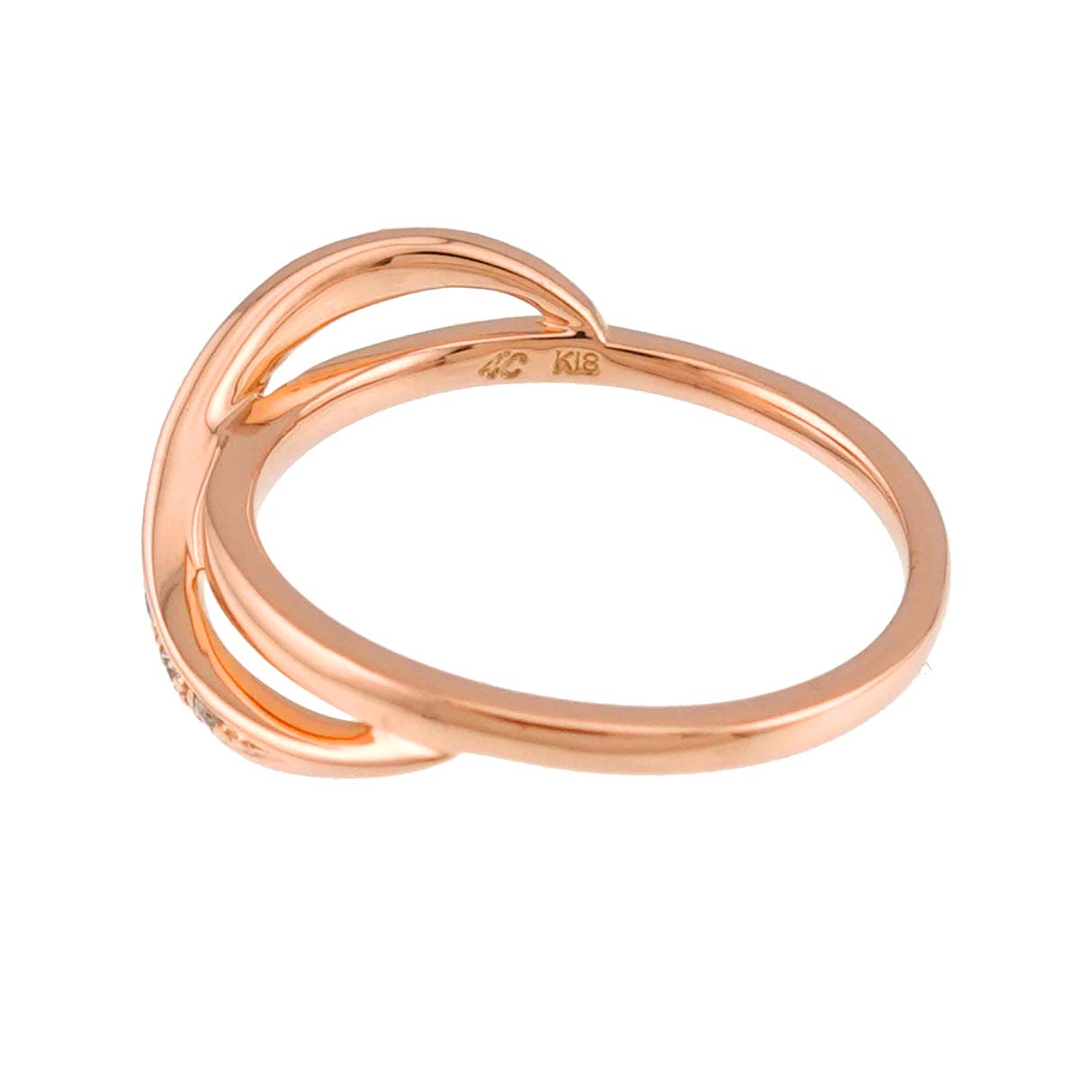Diamond Ring 18K Pink Gold 750 Size6(US)