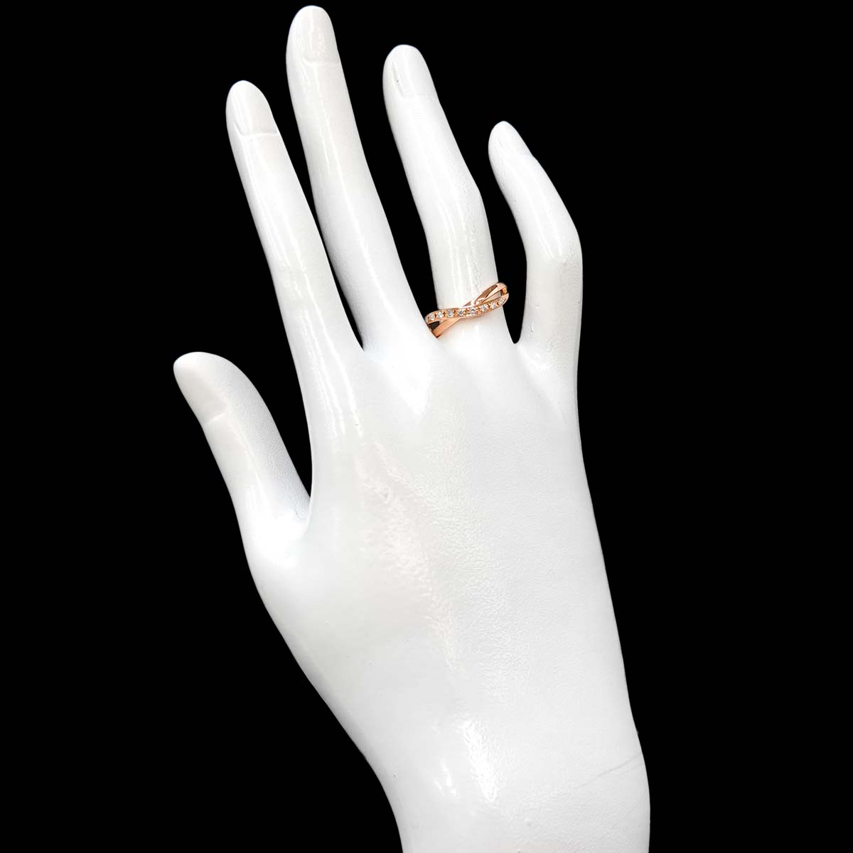 Diamond Ring 18K Pink Gold 750 Size6(US)