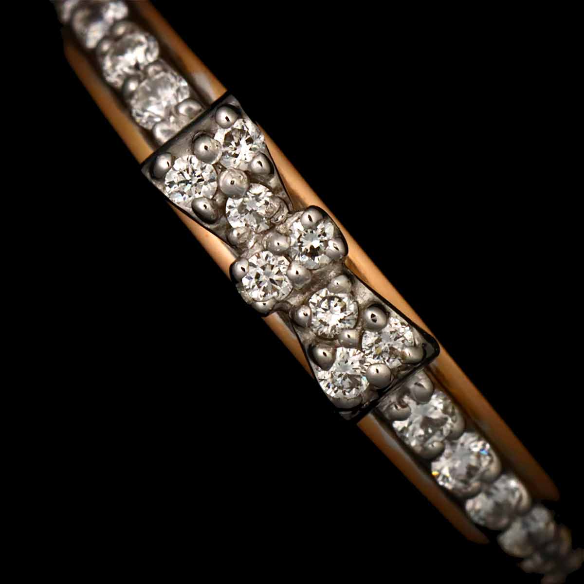 Diamond0.15ct Ring 18K PG WG 750 Size4(US)