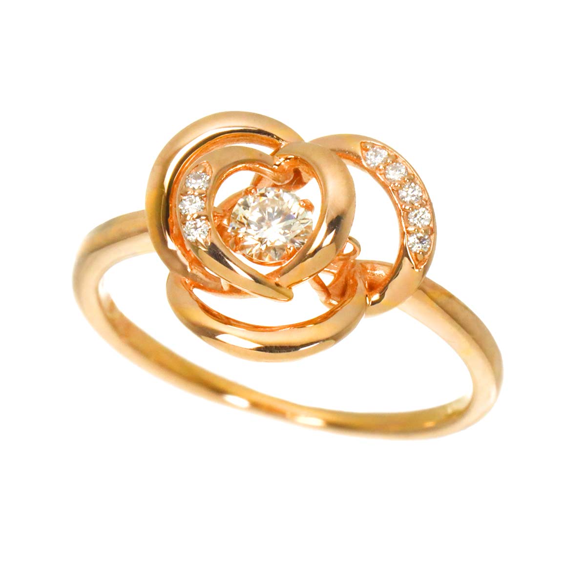 Diamond 0.16ct Ring 18K PG Pink Gold 750 Size5.25(US)
