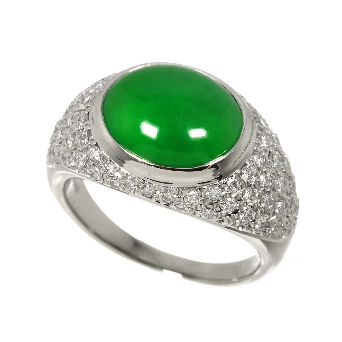 Jade 6.87ct Diamond 1.30ct Ring Pt Platinum size9.5(US)