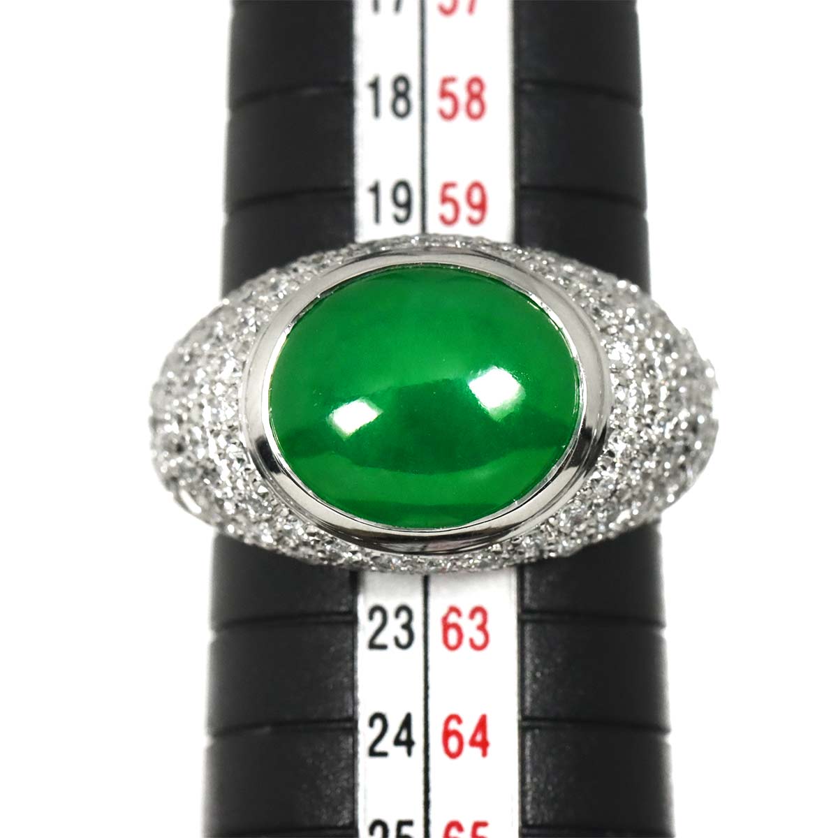Jade 6.87ct Diamond 1.30ct Ring Pt Platinum size9.5(US)
