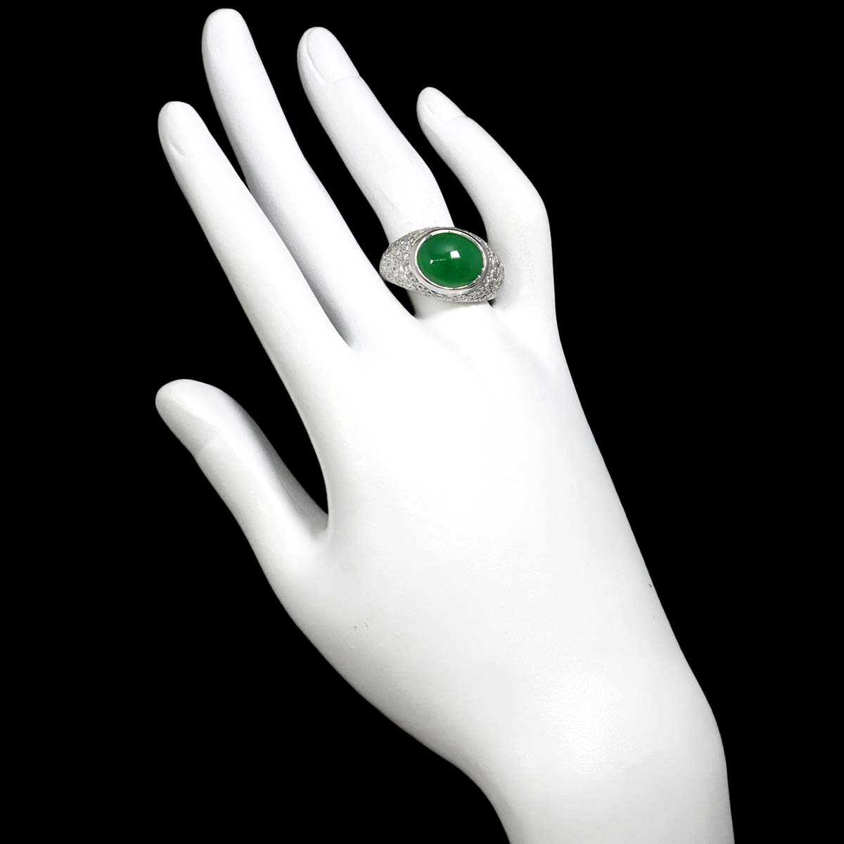 Jade 6.87ct Diamond 1.30ct Ring Pt Platinum size9.5(US)