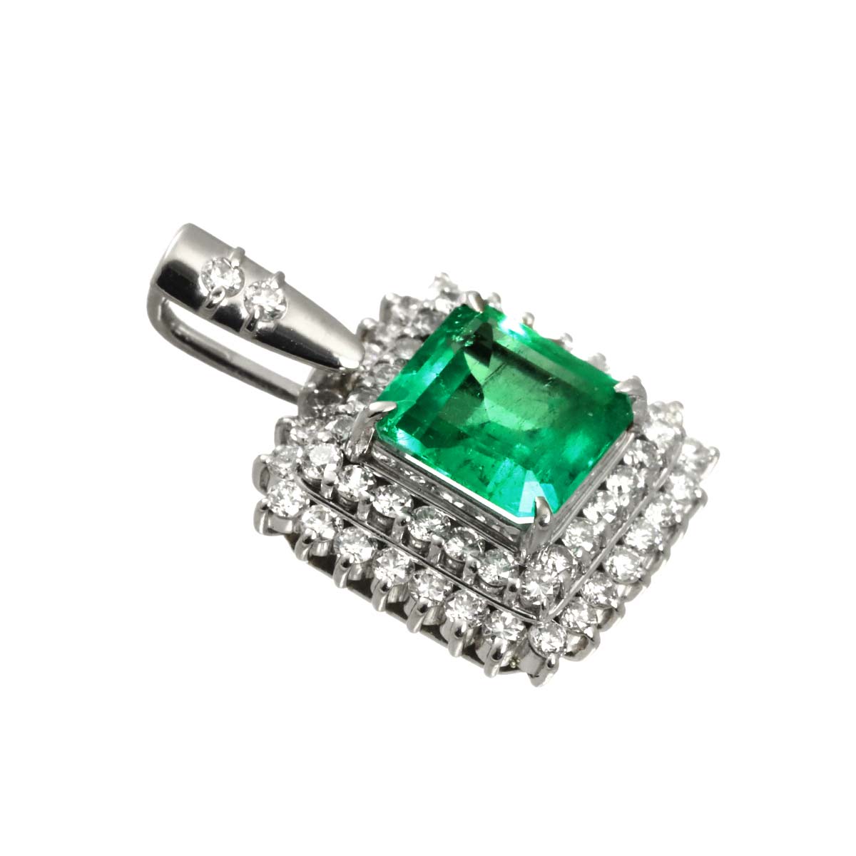 Emerald 1.47ct Diamond 0.66ct Pendant Top Pt Platinum