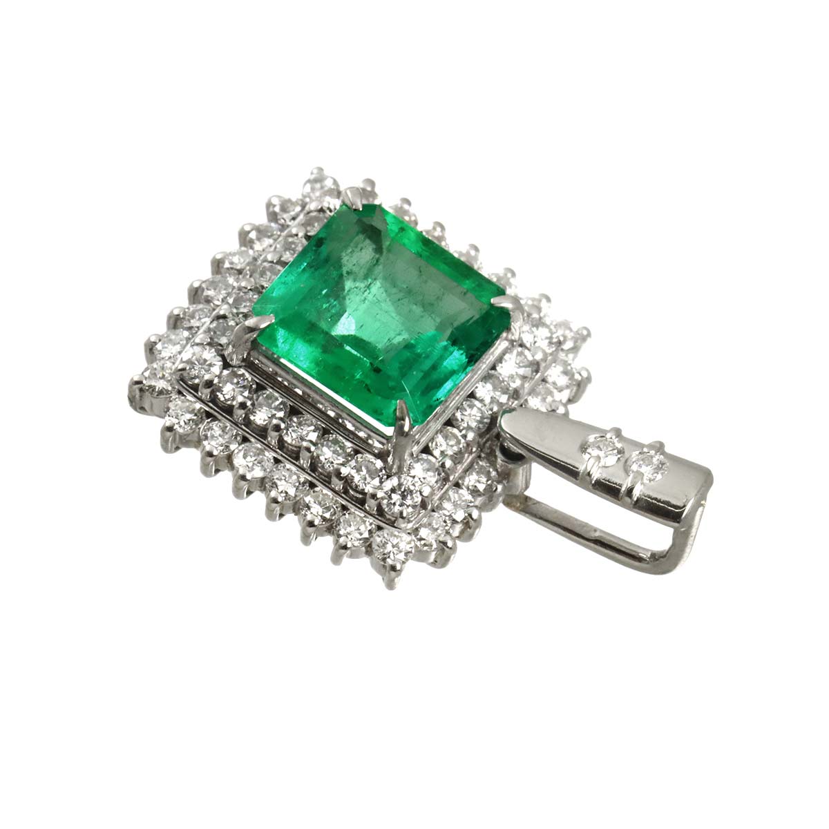 Emerald 1.47ct Diamond 0.66ct Pendant Top Pt Platinum