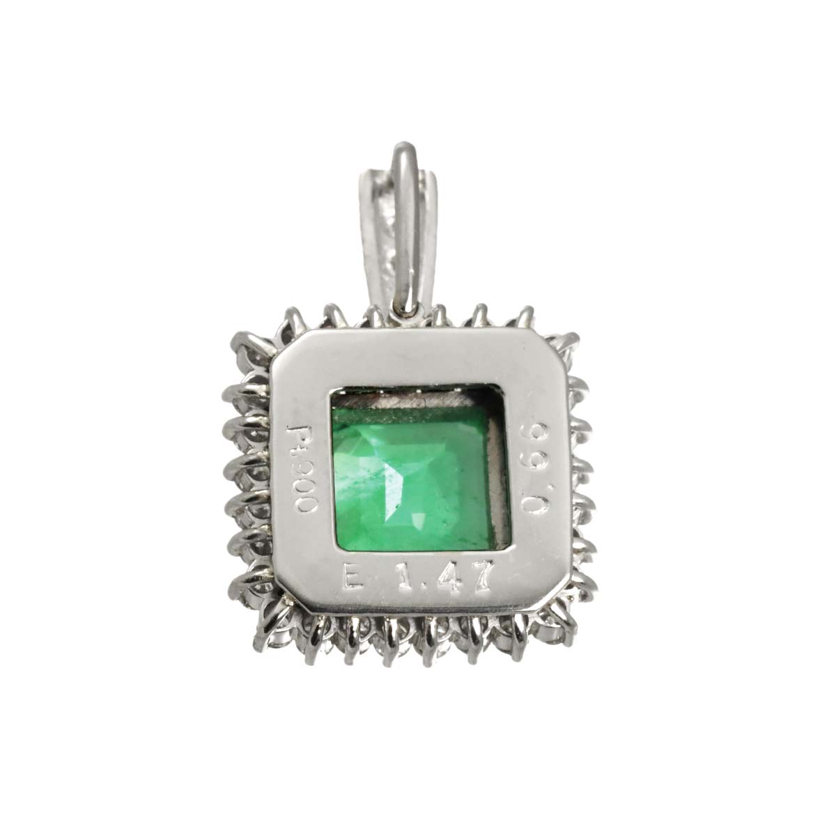 Emerald 1.47ct Diamond 0.66ct Pendant Top Pt Platinum