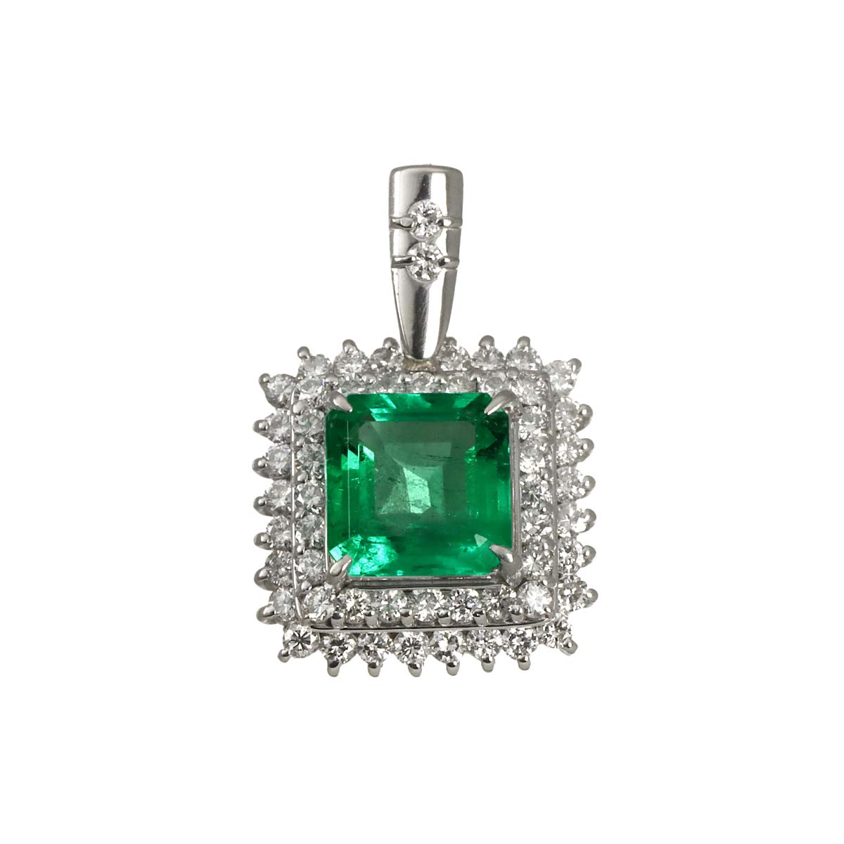 Emerald 1.47ct Diamond 0.66ct Pendant Top Pt Platinum