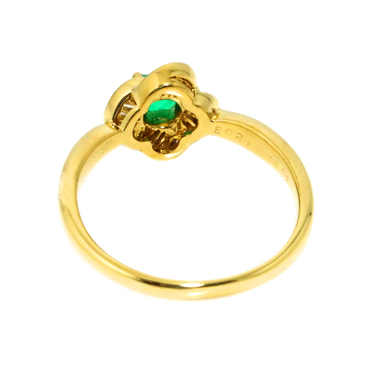 Emerald 0.21ct Diamond 0.13ct Ring K18 YG Yellow Gold size6(US)