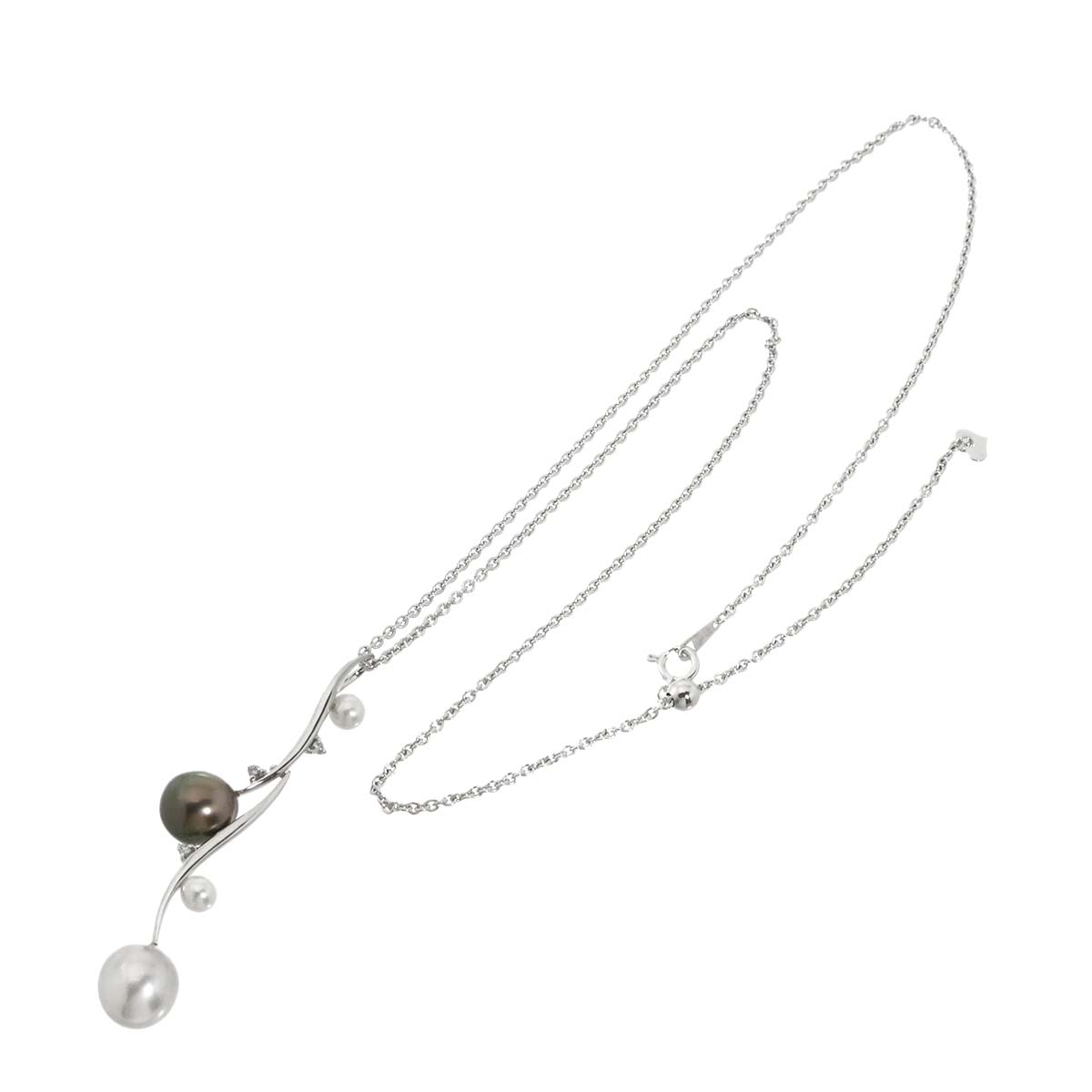 South Sea akoya pearl 9.2-4.3mm Diamond Pearl Necklace 18K WG 750