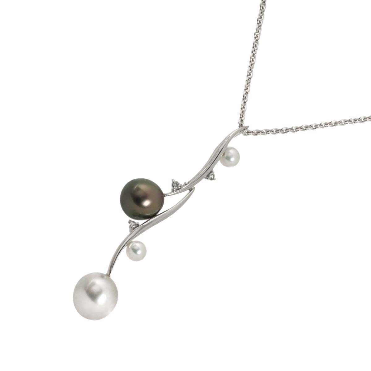 South Sea akoya pearl 9.2-4.3mm Diamond Pearl Necklace 18K WG 750