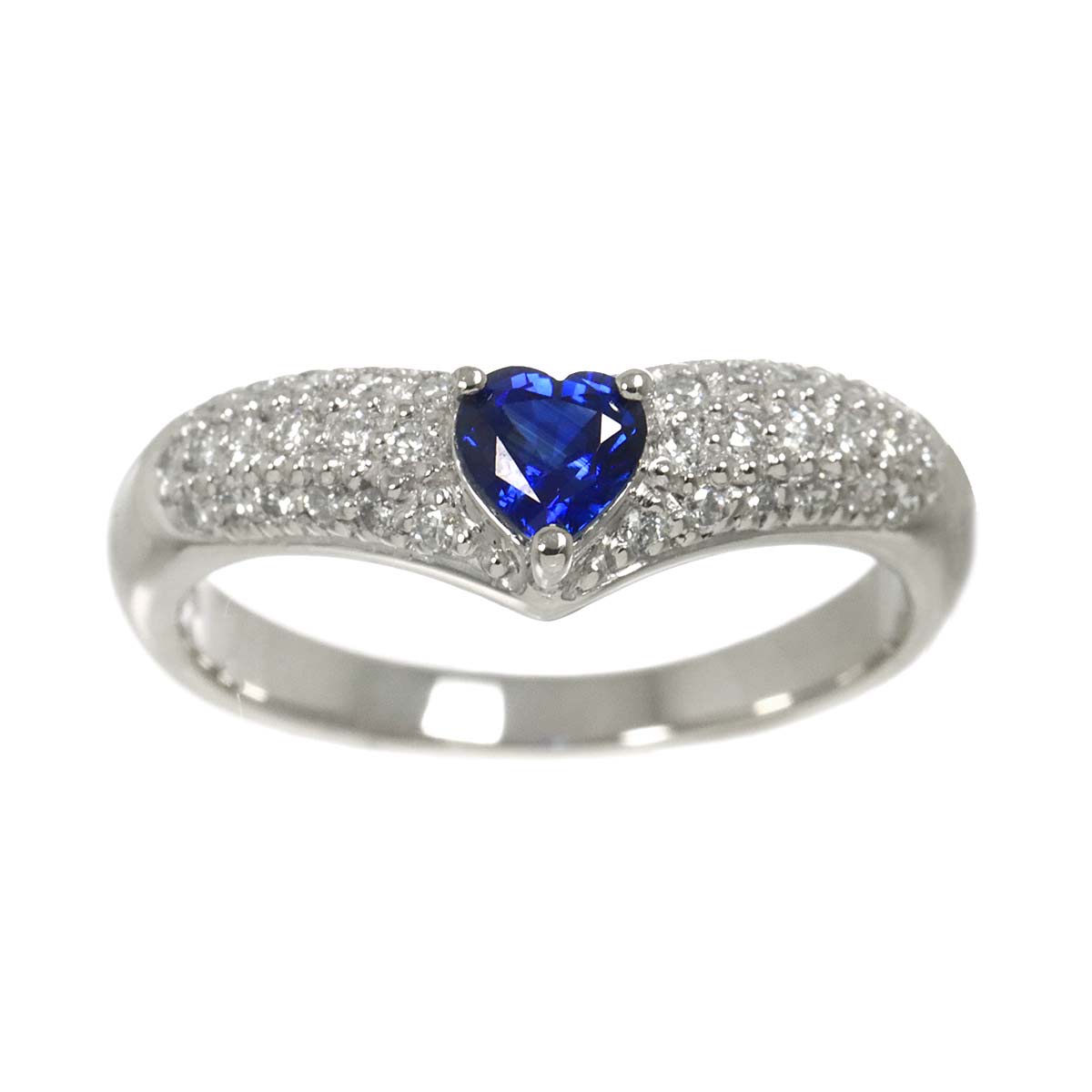 Sapphire 0.45ct Diamond 0.30ct Ring Pt 6.25-6.5(US)