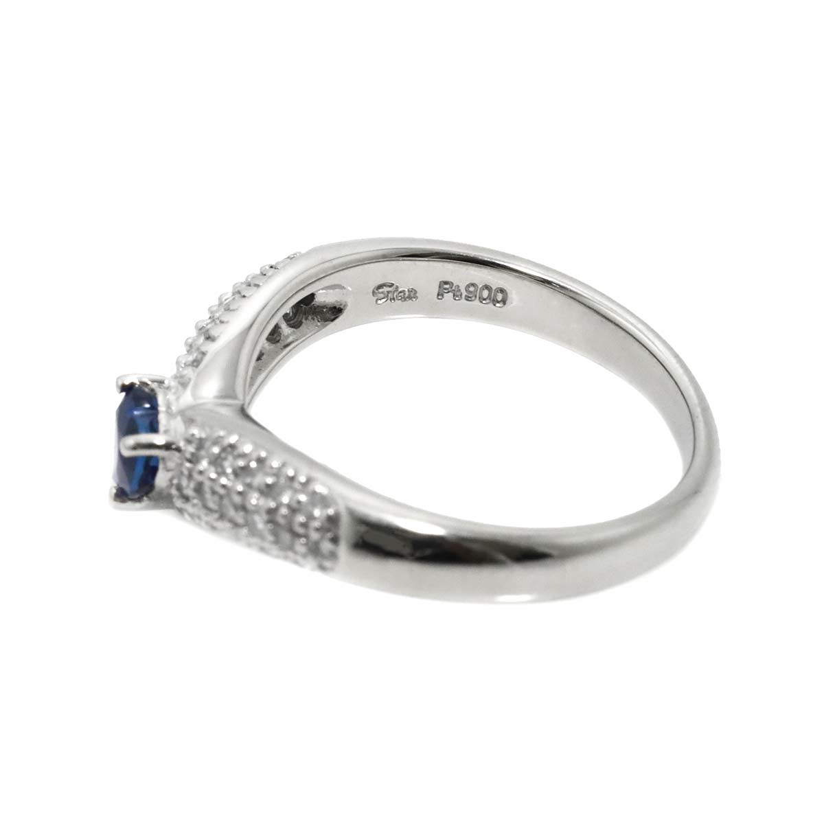 Sapphire 0.45ct Diamond 0.30ct Ring Pt 6.25-6.5(US)