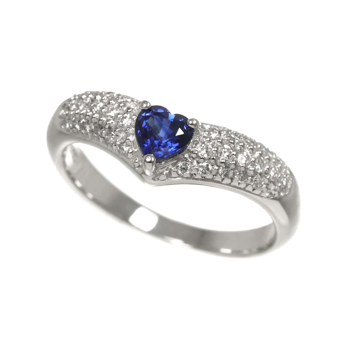 Sapphire 0.45ct Diamond 0.30ct Ring Pt 6.25-6.5(US)