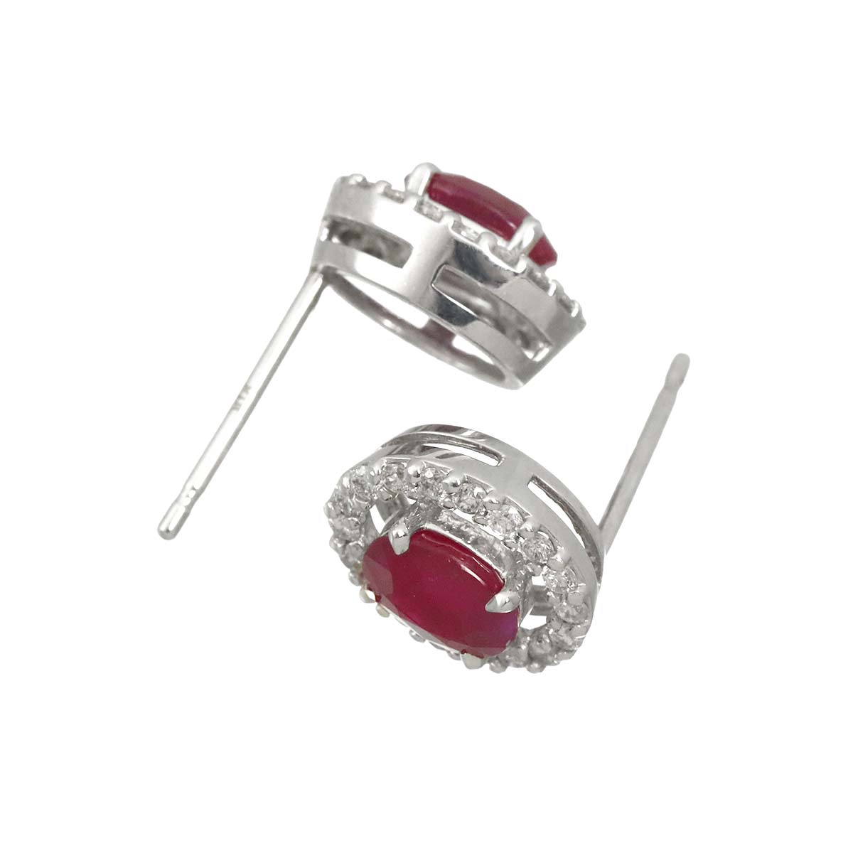 Ruby 1.02ct/1.07ct Diamond 0.20ct/0.20ct Earrings Pierced 18K WG