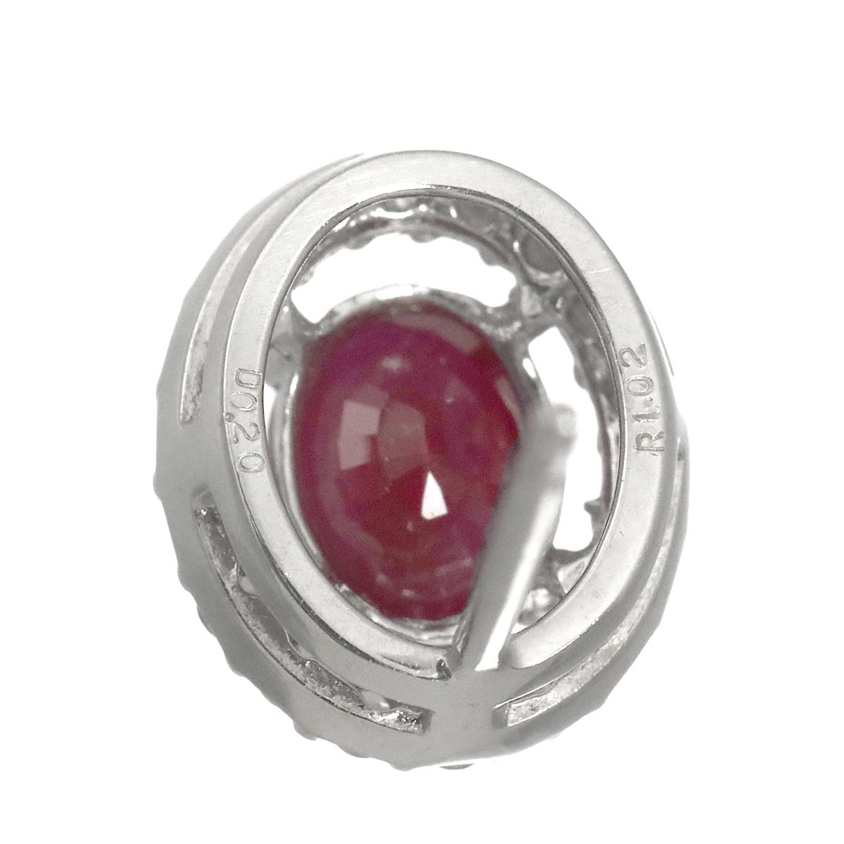 Ruby 1.02ct/1.07ct Diamond 0.20ct/0.20ct Earrings Pierced 18K WG