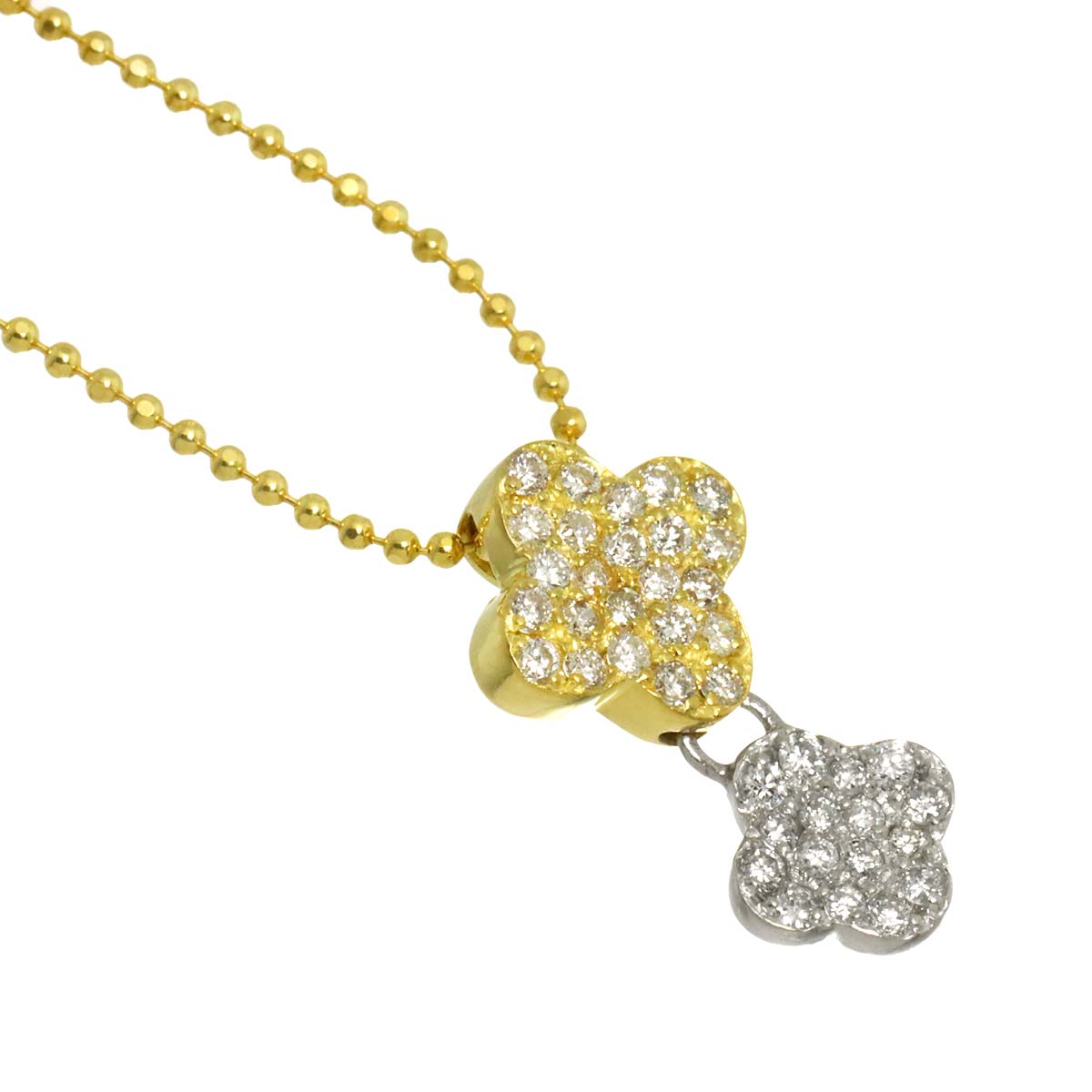 Diamond 0.30ct Necklace Pt 18K YG 750 Platinum