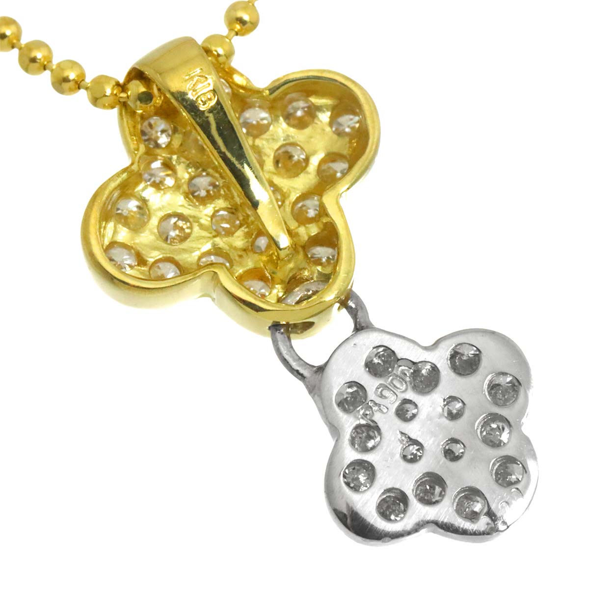 Diamond 0.30ct Necklace Pt 18K YG 750 Platinum