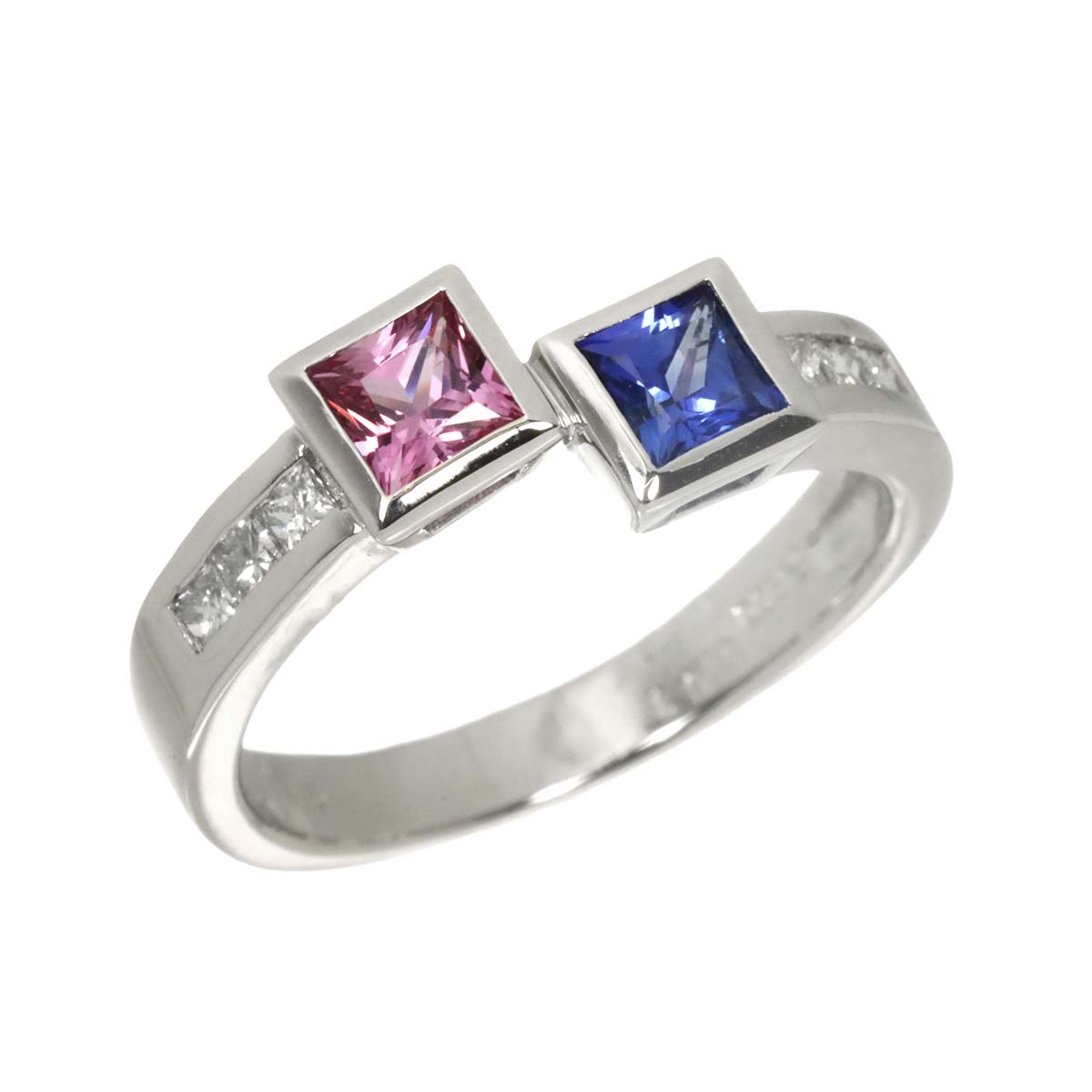 Sapphire 0.51ct/0.50ct Diamond 0.25ct Ring Pt Platinum size7.25(US)