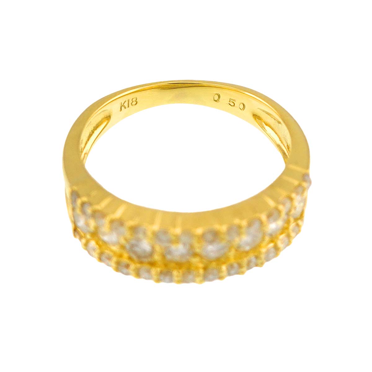 Diamond 0.50ct Ring 18K YG Yellow Gold 750 size2.75-3(US)