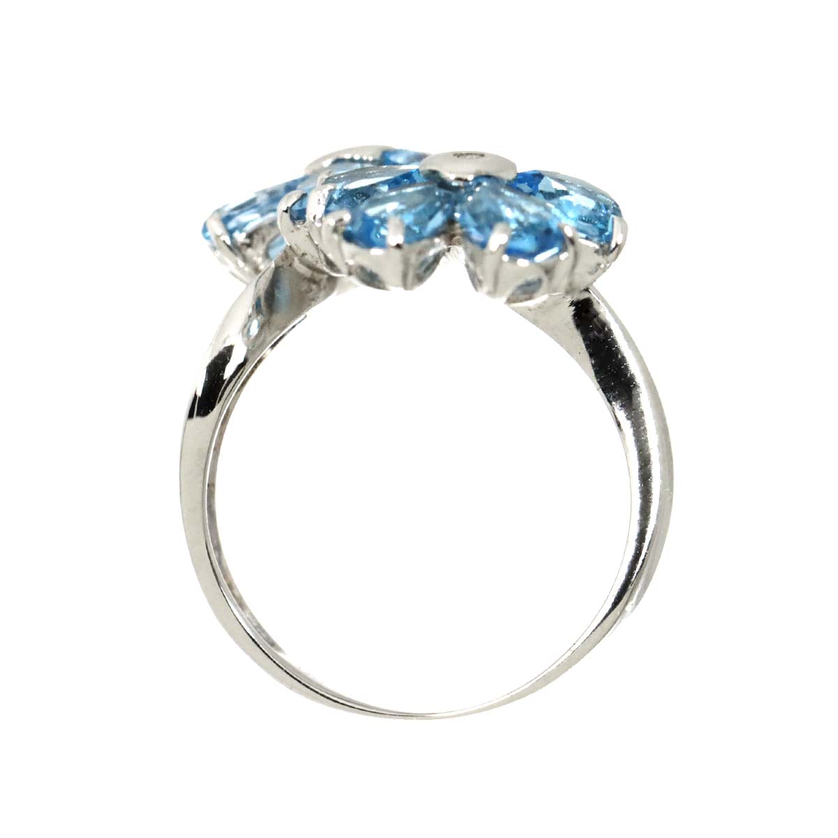 Blue Topaz Diamond 0.02ct Ring 18K WG 750 size5-5.25(US)