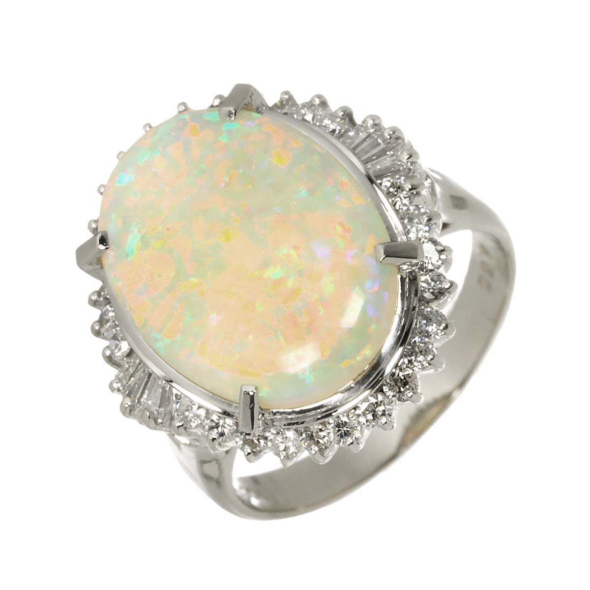 Opal 4.60ct Diamond 0.71ct Ring Pt Platinum size8.25(US)