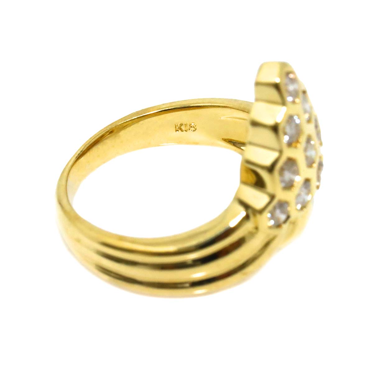 Diamond 0.44ct Ring 18K YG Yellow Gold 750 4.5(US)