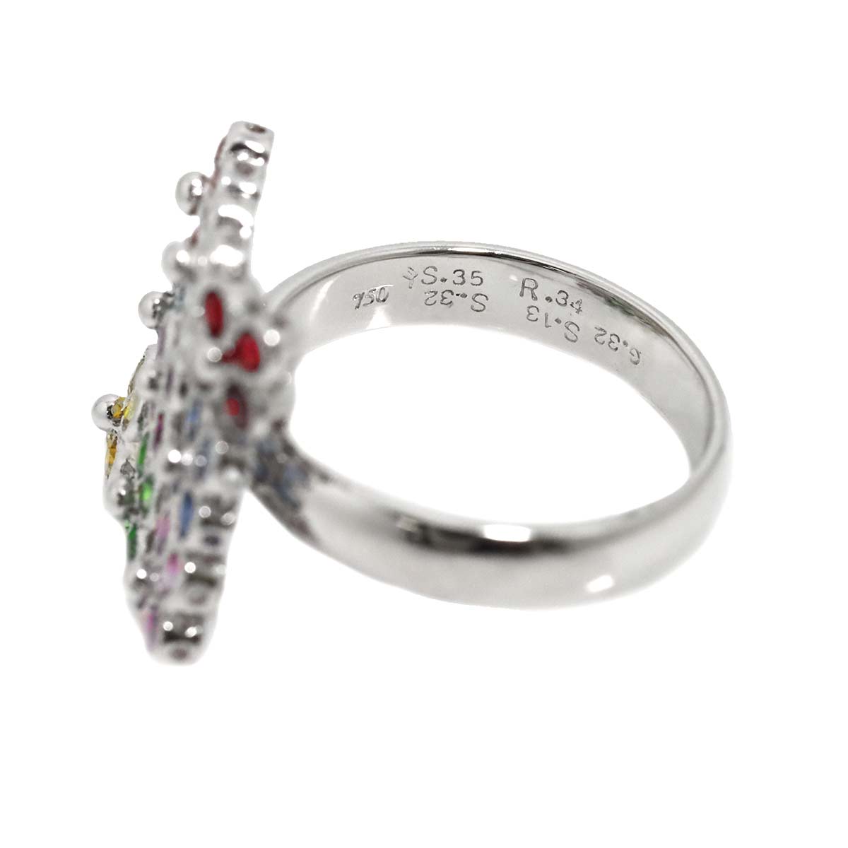 Multi Stone Ring 18K WG 750 size6.75-7.25(US)