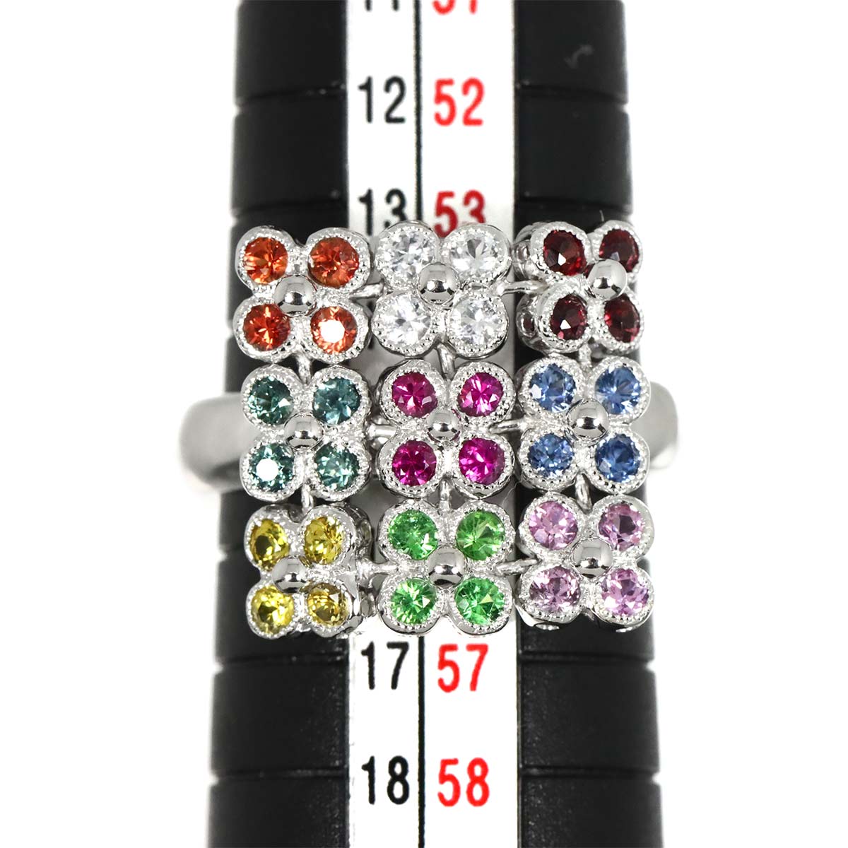 Multi Stone Ring 18K WG 750 size6.75-7.25(US)