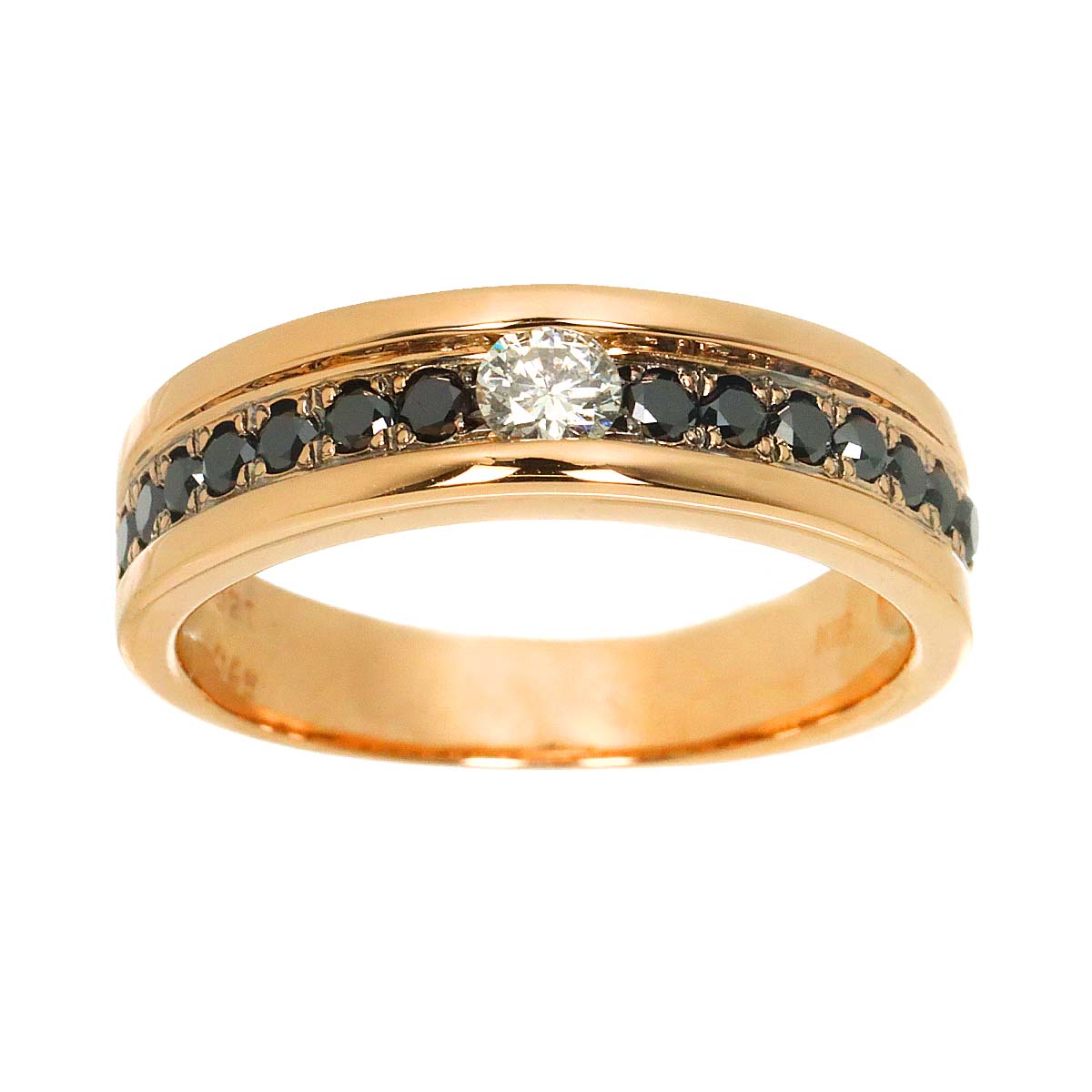 Diamond 0.21ct Black Diamond 0.46ct Ring 18K PG 750 Size8.25(US)