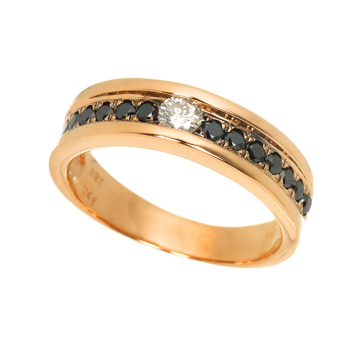 Diamond 0.21ct Black Diamond 0.46ct Ring 18K PG 750 Size8.25(US)