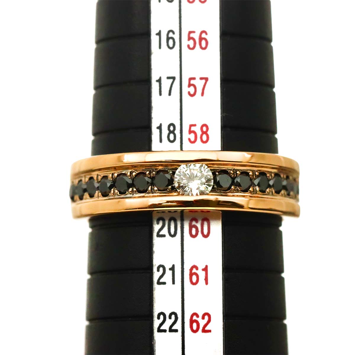Diamond 0.21ct Black Diamond 0.46ct Ring 18K PG 750 Size8.25(US)