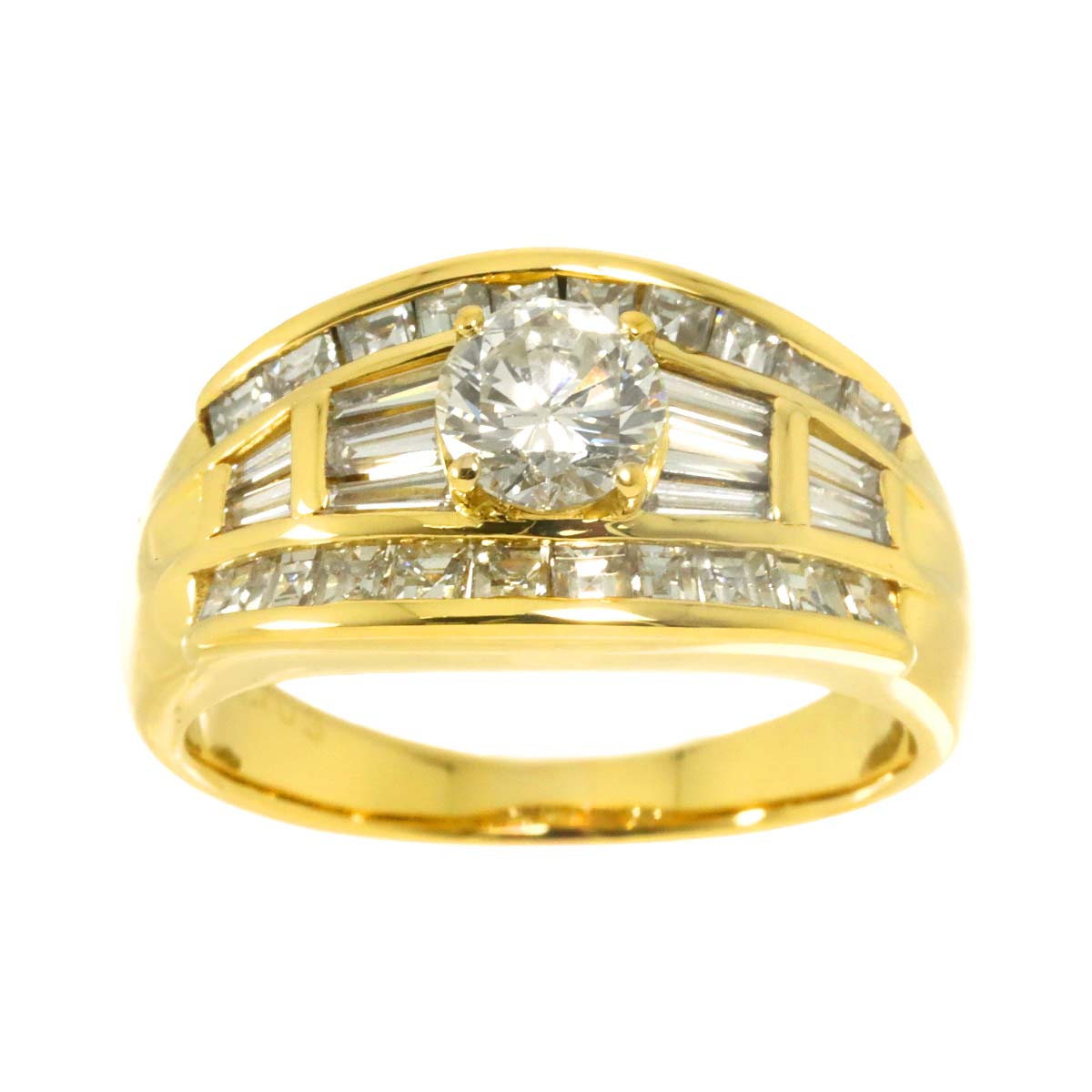 Diamond 0.703ct/1.03ct Ring 18K YG 750 Size6.25-6.5(US)