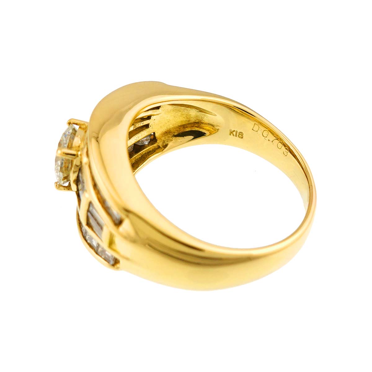 Diamond 0.703ct/1.03ct Ring 18K YG 750 Size6.25-6.5(US)