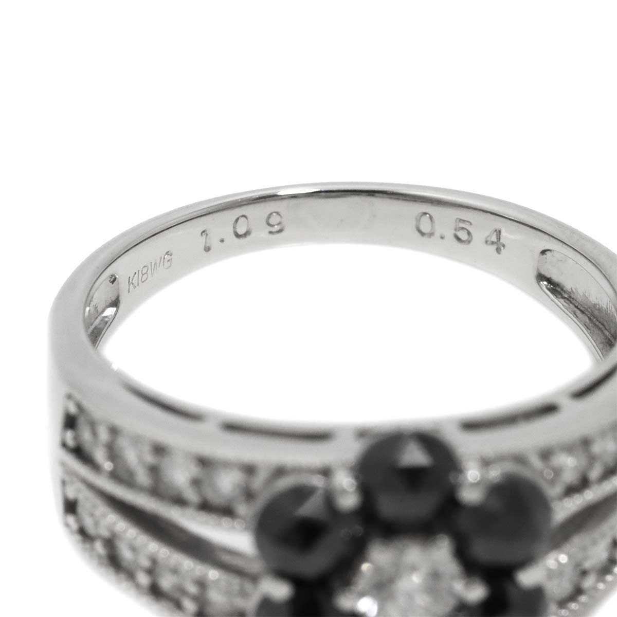Black Diamond 1.09ct Diamond Ring K18 WG White Gold size7.5(US)