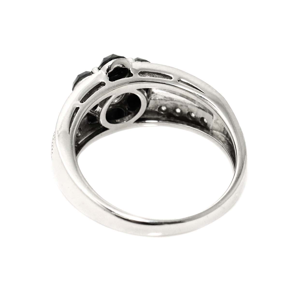 Black Diamond 1.09ct Diamond Ring K18 WG White Gold size7.5(US)