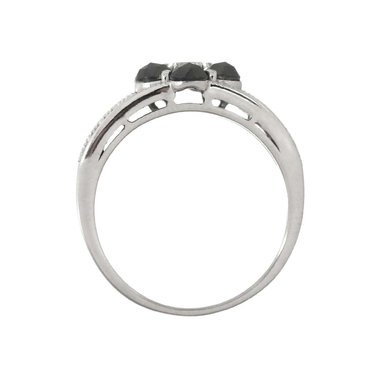 Black Diamond 1.09ct Diamond Ring K18 WG White Gold size7.5(US)