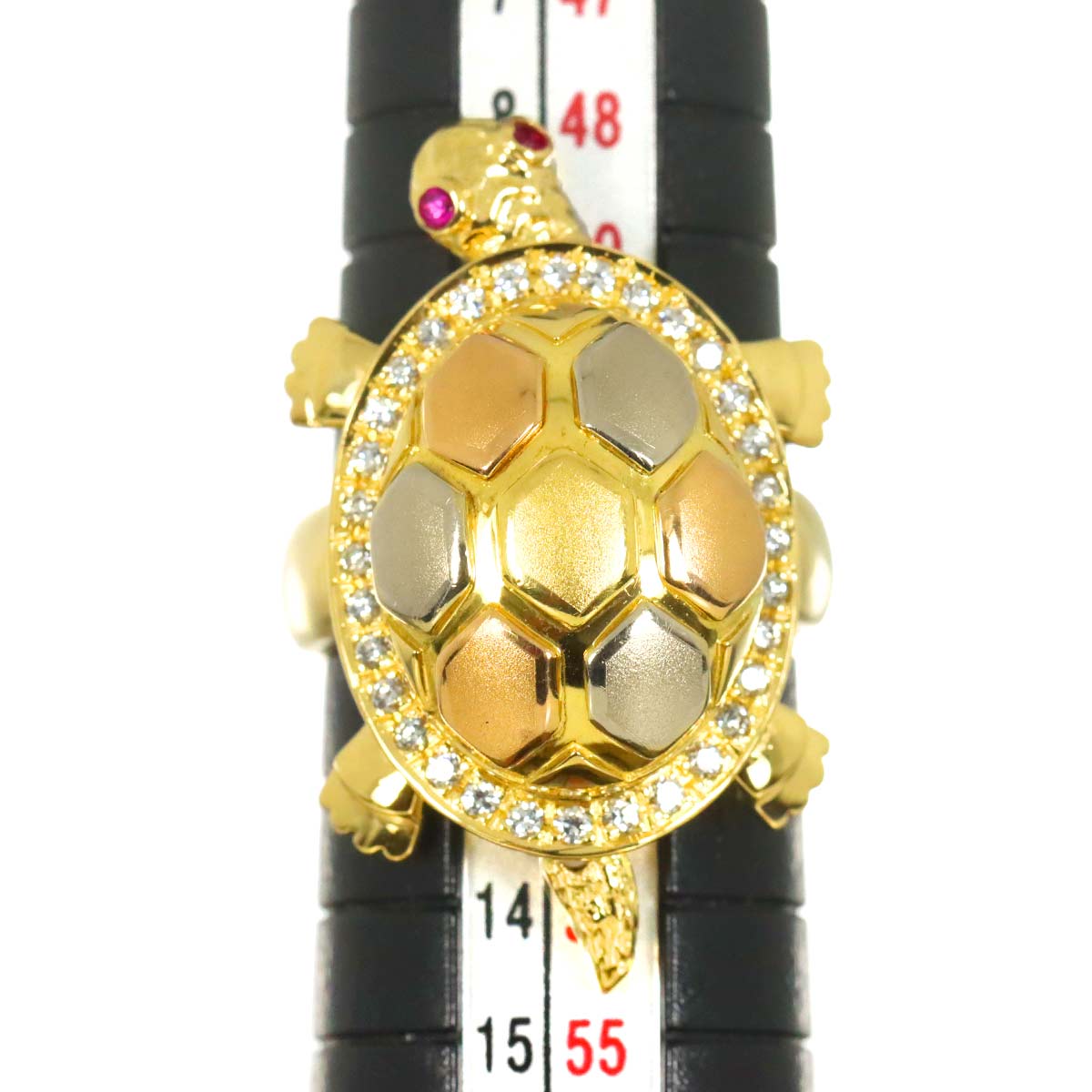 Diamond Ruby Ring 18K YG PG WG size5.5-6(US)