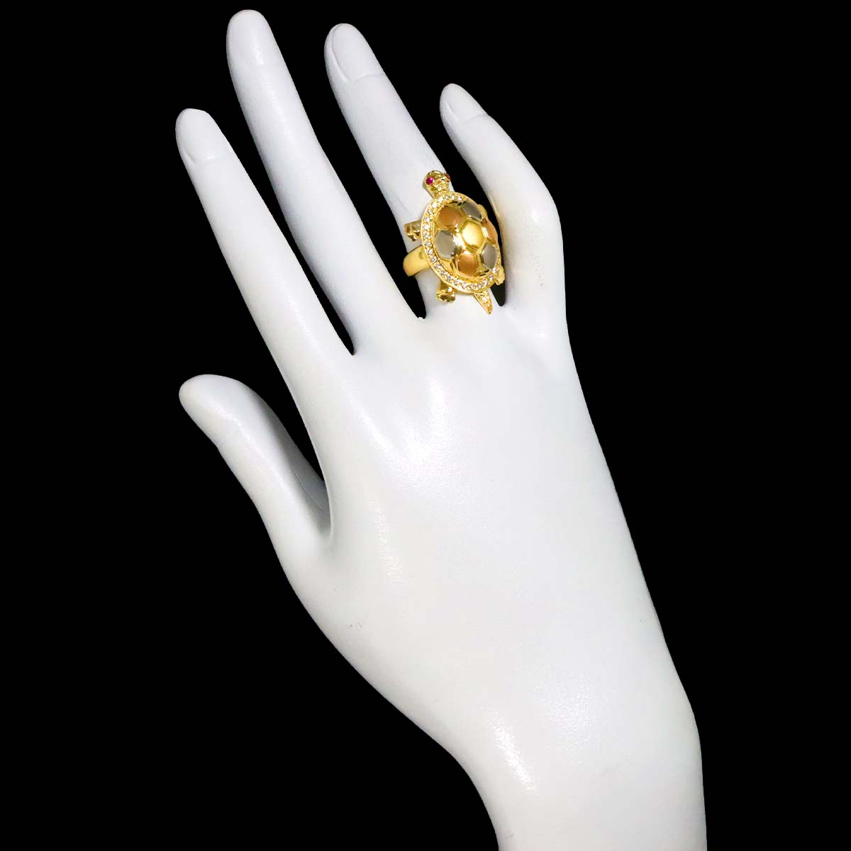 Diamond Ruby Ring 18K YG PG WG size5.5-6(US)