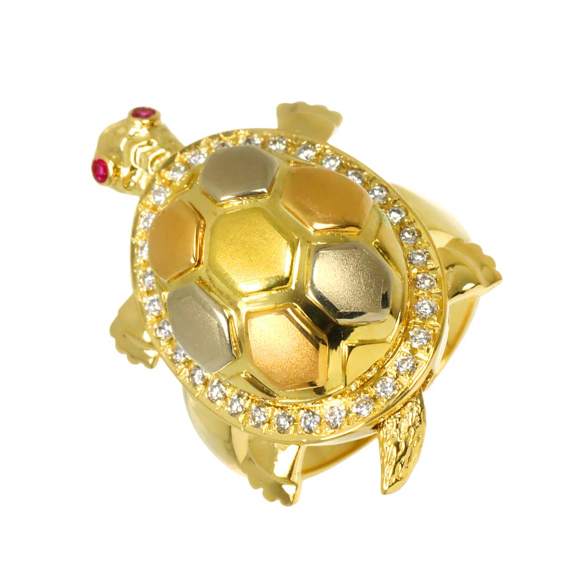 Diamond Ruby Ring 18K YG PG WG size5.5-6(US)