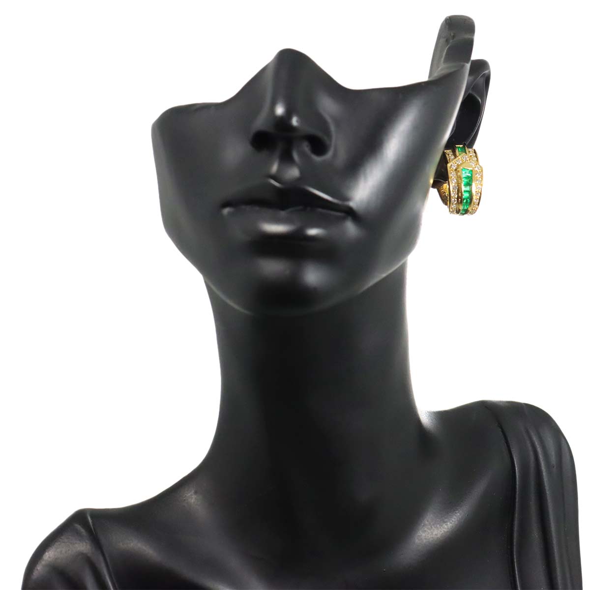 Emerald 1.26ct/1.26ct Diamond 0.90ct/0.90ct Earrings Clip-on 18K K18 YG