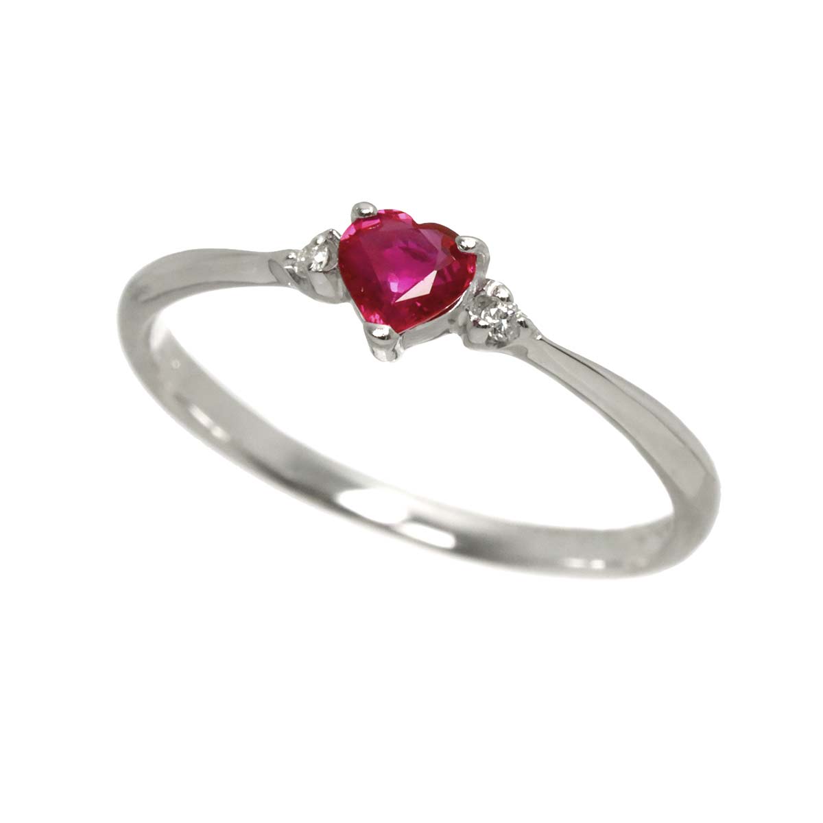 Ruby 0.28ct Diamond 0.02ct Ring 18K WG size6(US)