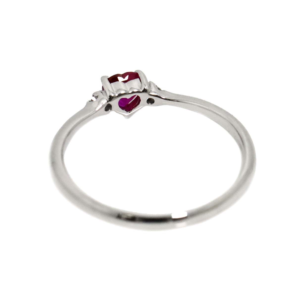 Ruby 0.28ct Diamond 0.02ct Ring 18K WG size6(US)