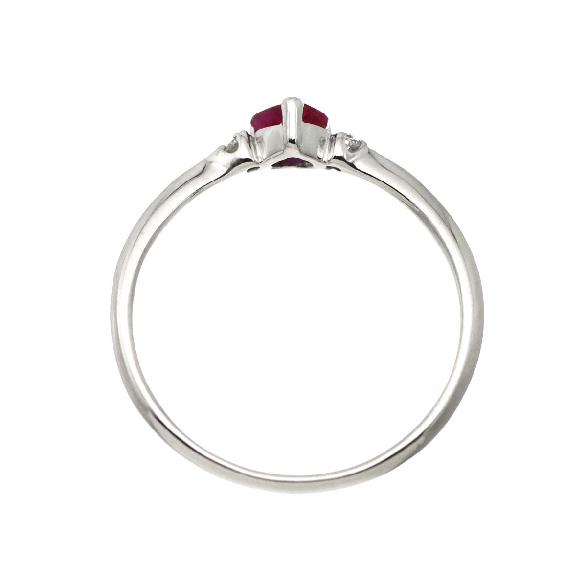 Ruby 0.28ct Diamond 0.02ct Ring 18K WG size6(US)